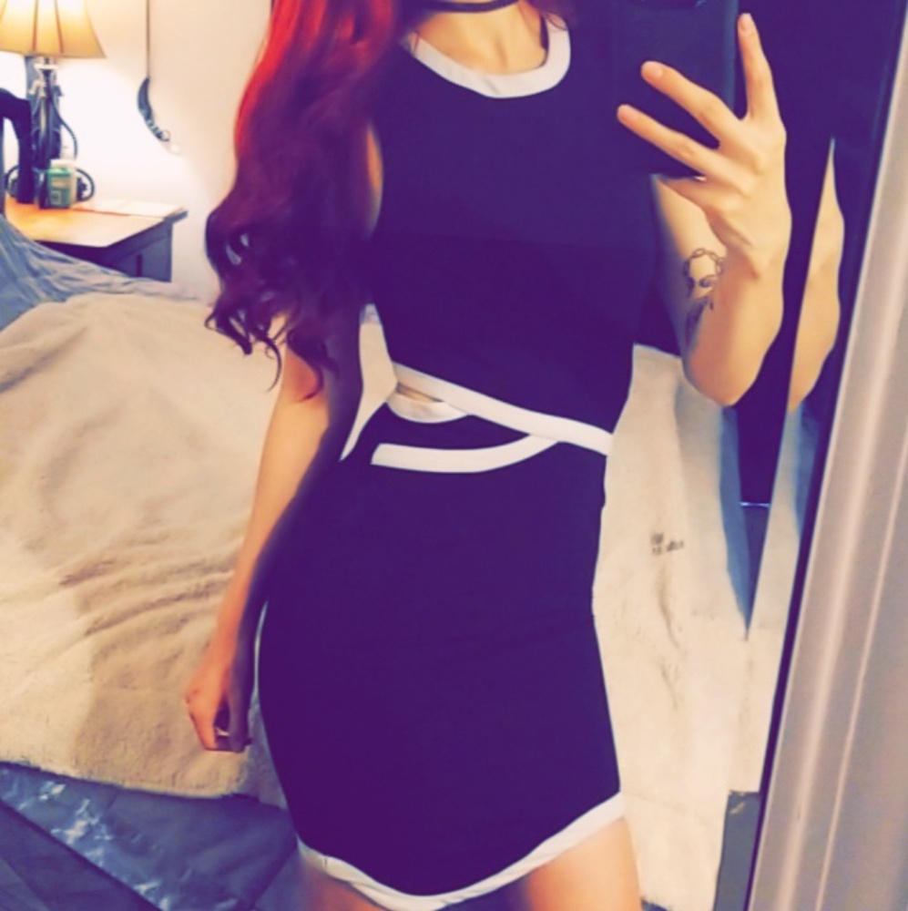 Black &white tight fitting dress